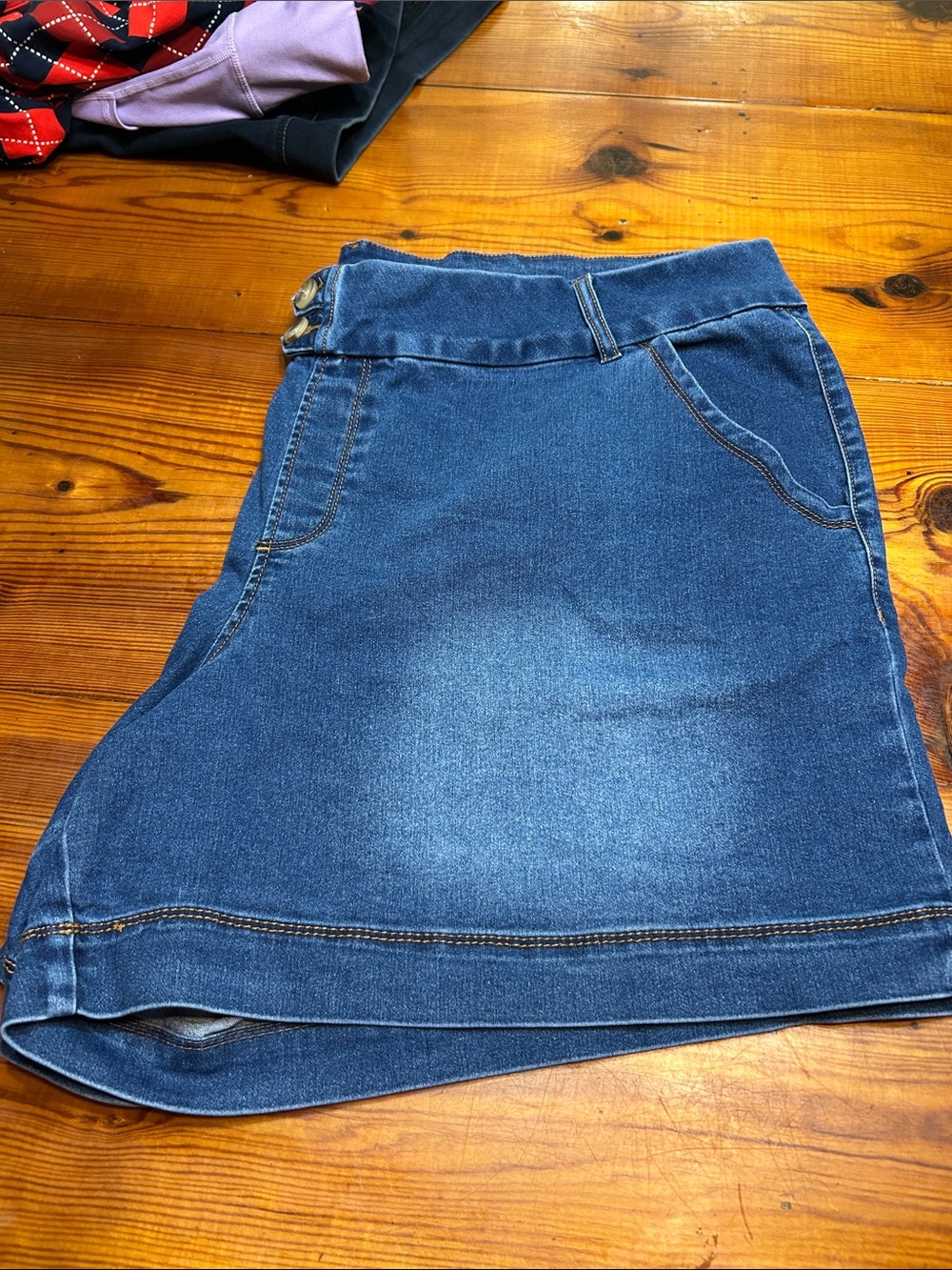 Women's Dark Blue Denim Shorts Skort - Classic Jean Style